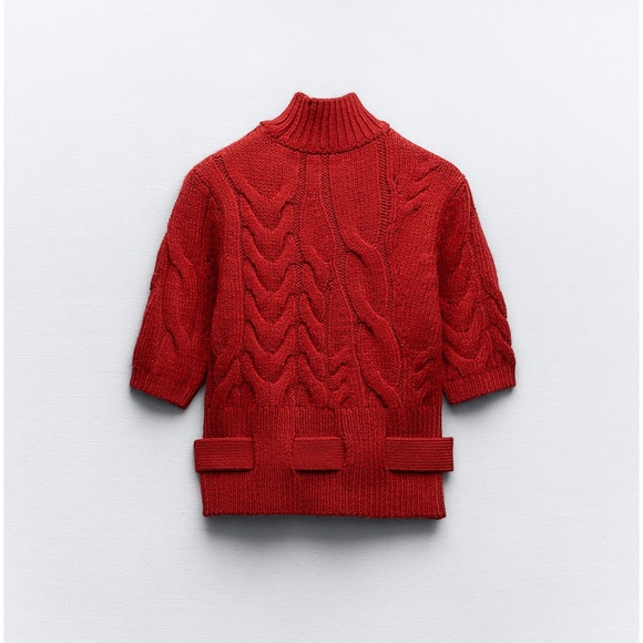 Zara BELTED CABLE KNIT SWEATER - Picture 6 of 8